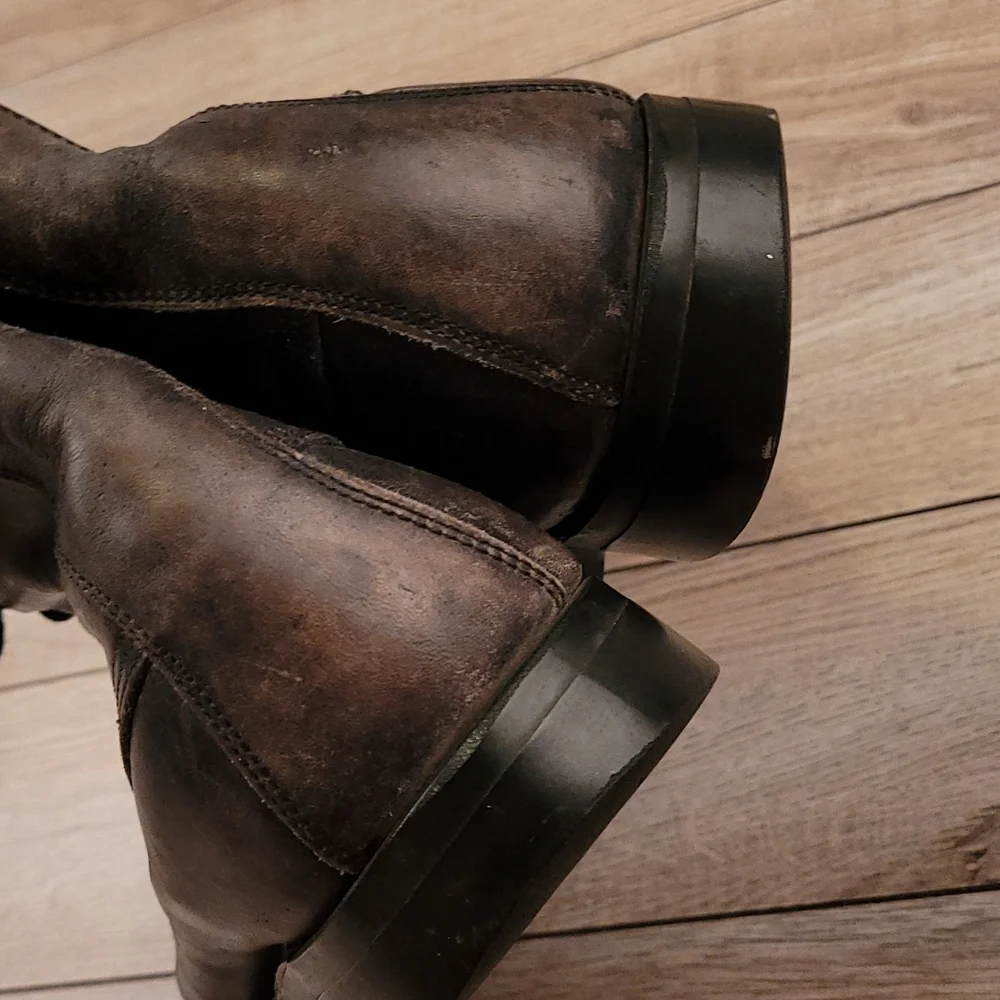 WOLVERINE Dark Grey Black Leather‎ Steel Toe Vintages Work Boots Sz 9.5 XW